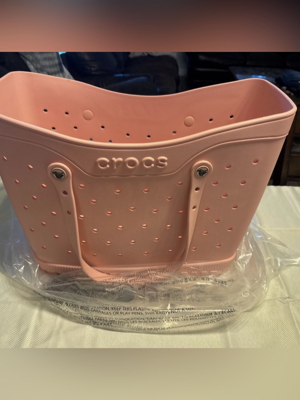 New! Crocs Large Pink Tote Powder Pink